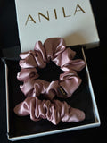 BEIGE ROSE ARMANI šilko plaukų gumytė ir segtukas